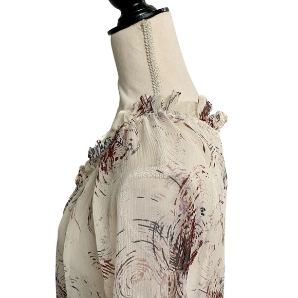 Elizabeth and James Silk Ruffle Peasant Blouse Size S Cream Boho Designer Top - Picture 9 of 13